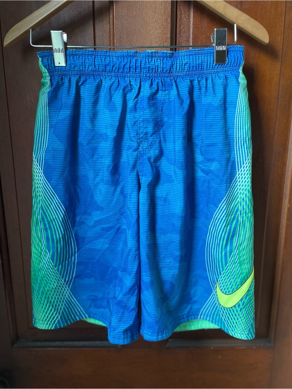 Nike boys extra large blue / green swimtrunks